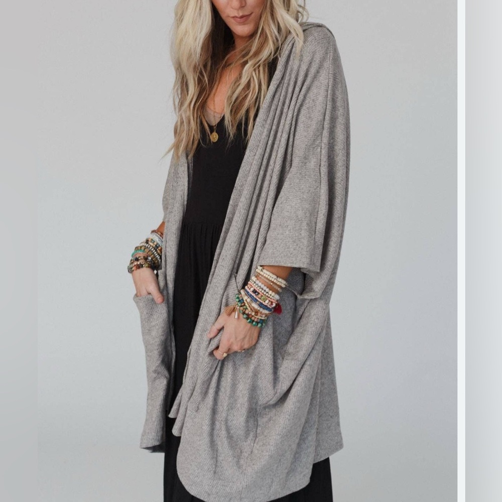 Three Bird Nest Gray Open-Front Cardigan - image 1
